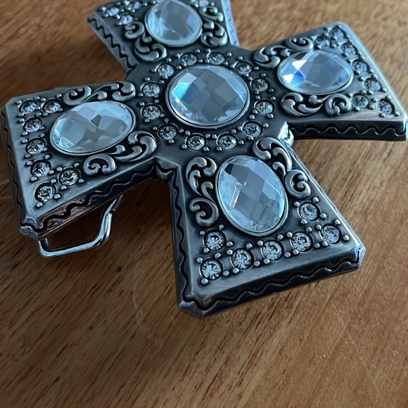 Crystal Cross Rhinestone Large Belt Buckle - Picture 2 of 5